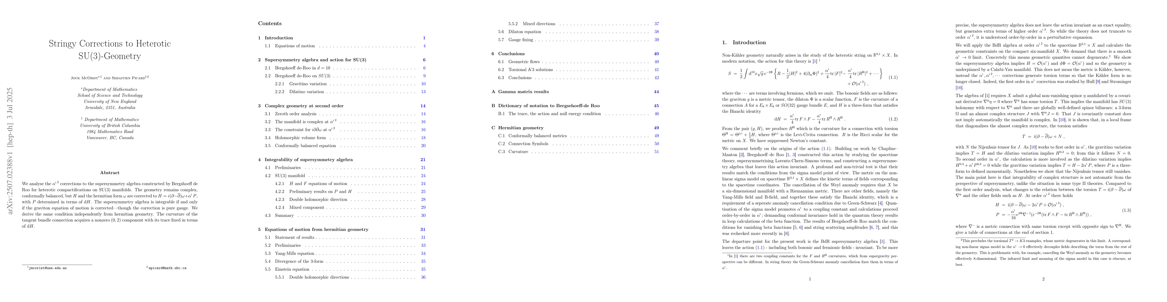 Thumbnail for Stringy Corrections to Heterotic SU(3)-Geometry