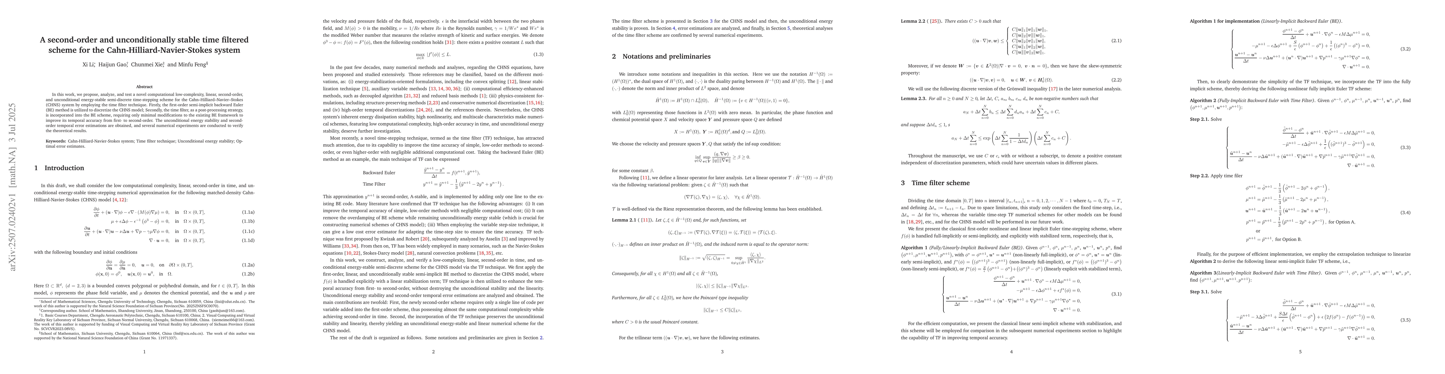 Thumbnail for A second-order and unconditionally stable time filtered scheme for the
  Cahn-Hilliard-Navier-Stokes system