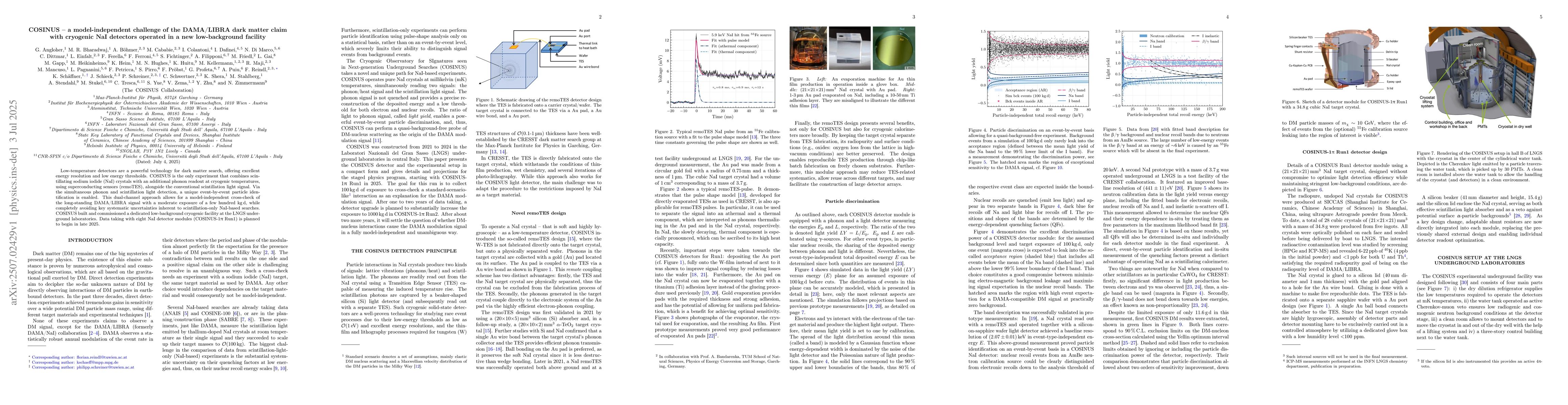 Thumbnail for COSINUS -- a model-independent challenge of the DAMA/LIBRA dark matter
  claim with cryogenic NaI detectors operated in a new low-background facility