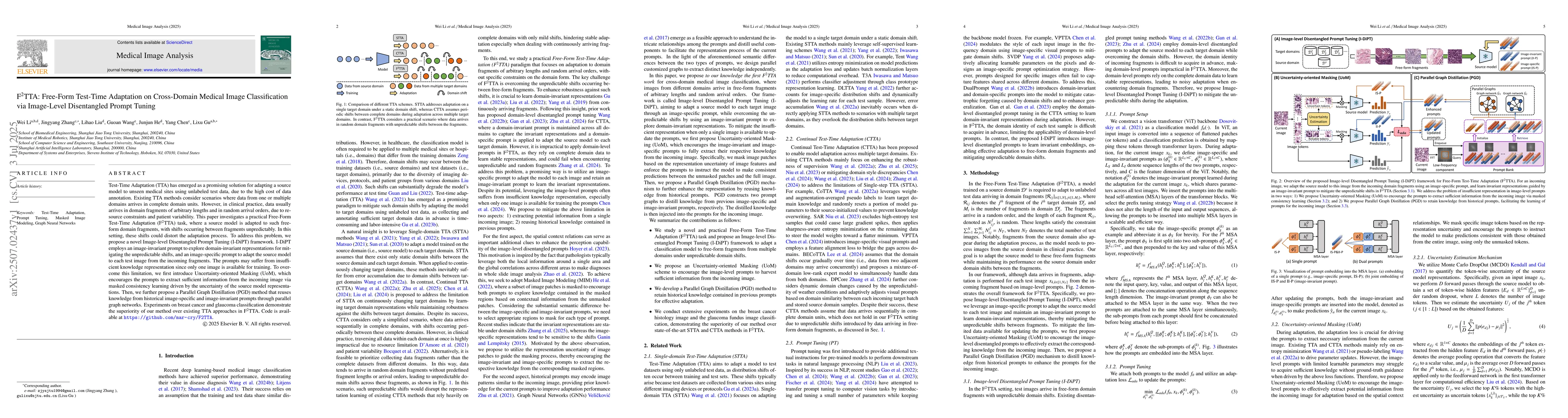 Thumbnail for F^2TTA: Free-Form Test-Time Adaptation on Cross-Domain Medical Image
  Classification via Image-Level Disentangled Prompt Tuning