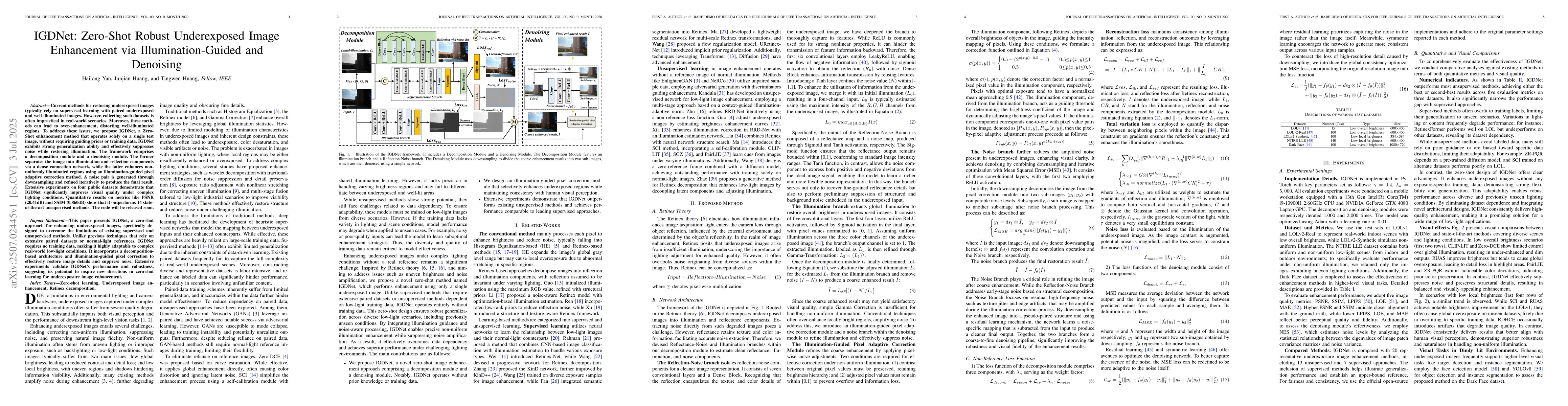 Thumbnail for IGDNet: Zero-Shot Robust Underexposed Image Enhancement via
  Illumination-Guided and Denoising