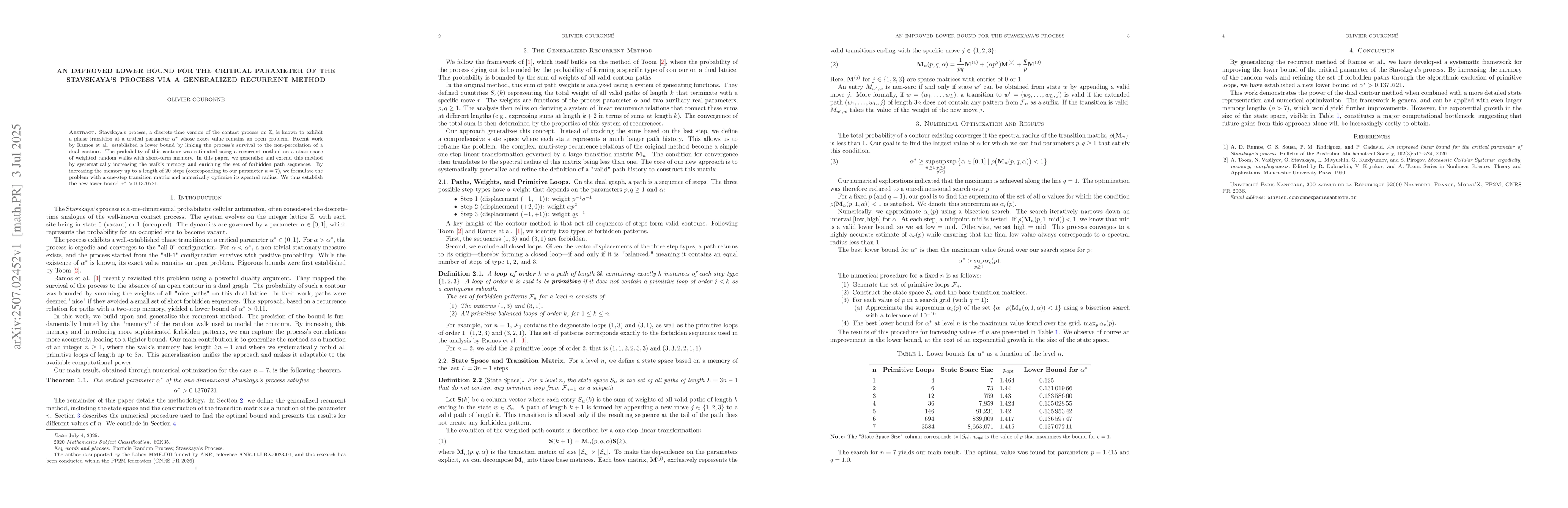 Thumbnail for An Improved Lower Bound for the Critical Parameter of the Stavskaya's
  Process via a Generalized Recurrent Method