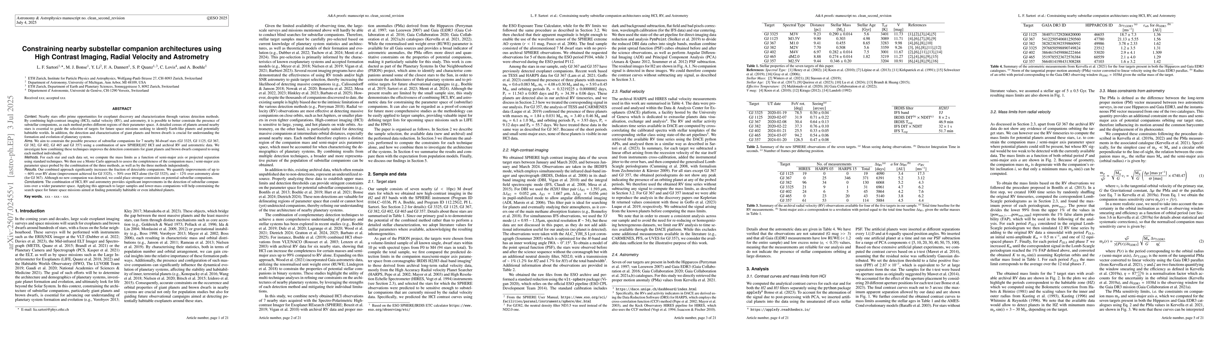 Thumbnail for Constraining nearby substellar companion architectures using High
  Contrast Imaging, Radial Velocity and Astrometry data