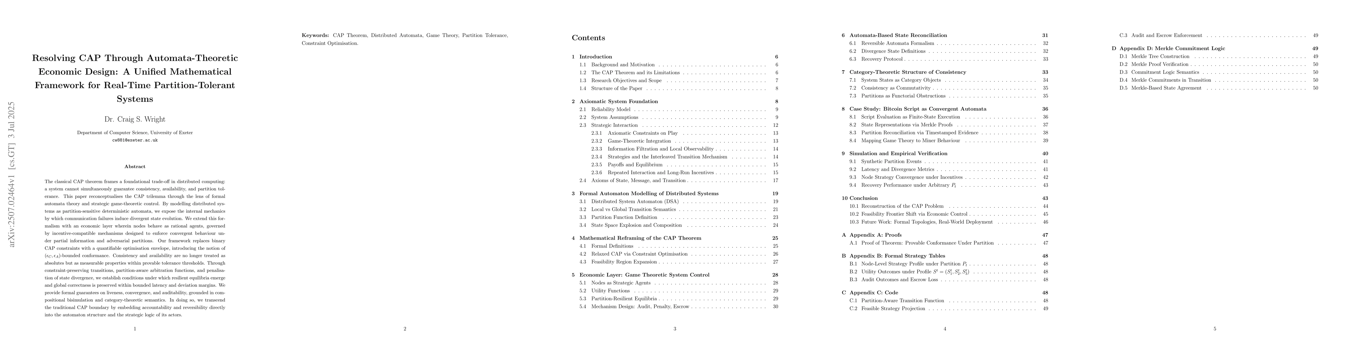 Thumbnail for Resolving CAP Through Automata-Theoretic Economic Design: A Unified
  Mathematical Framework for Real-Time Partition-Tolerant Systems