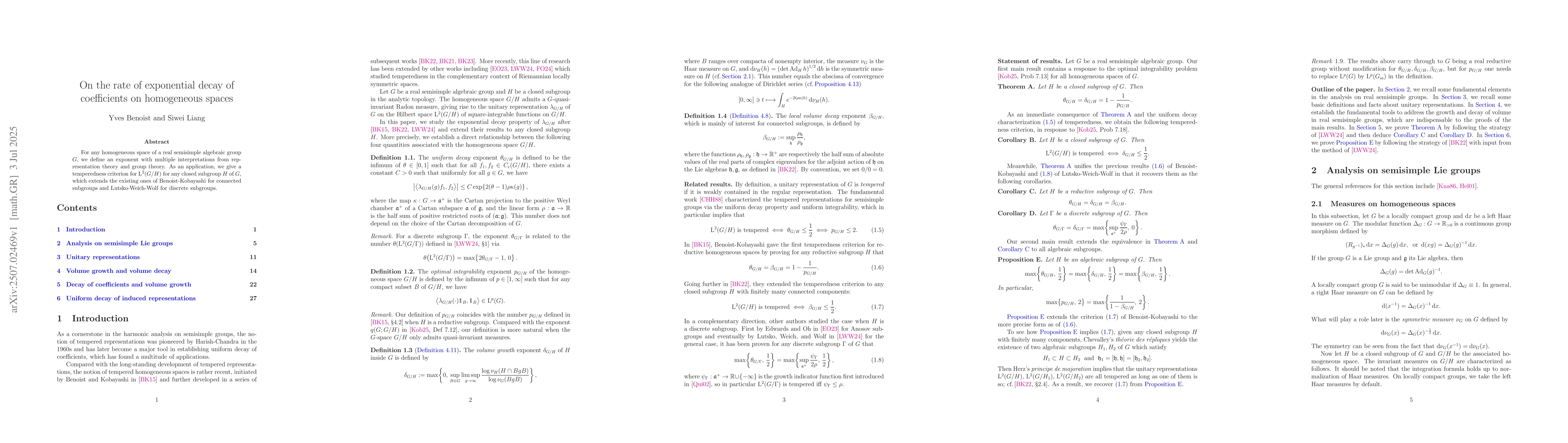 Thumbnail for On the rate of exponential decay of coefficients on homogeneous spaces