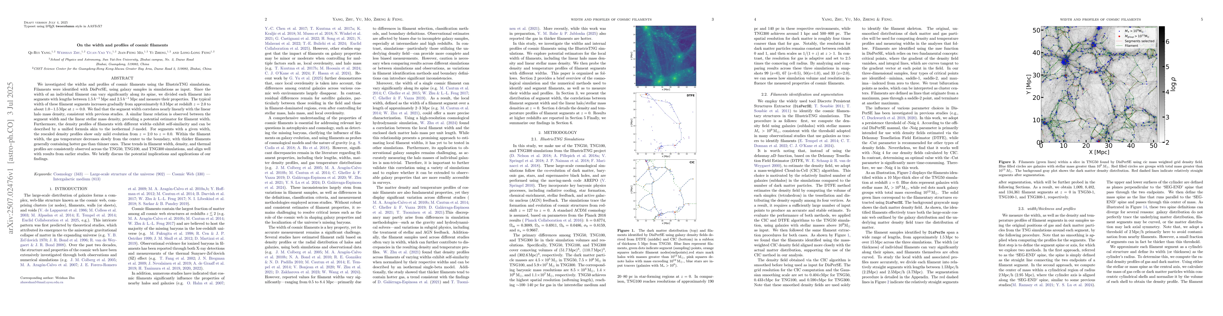 Thumbnail for On the width and profiles of cosmic filaments