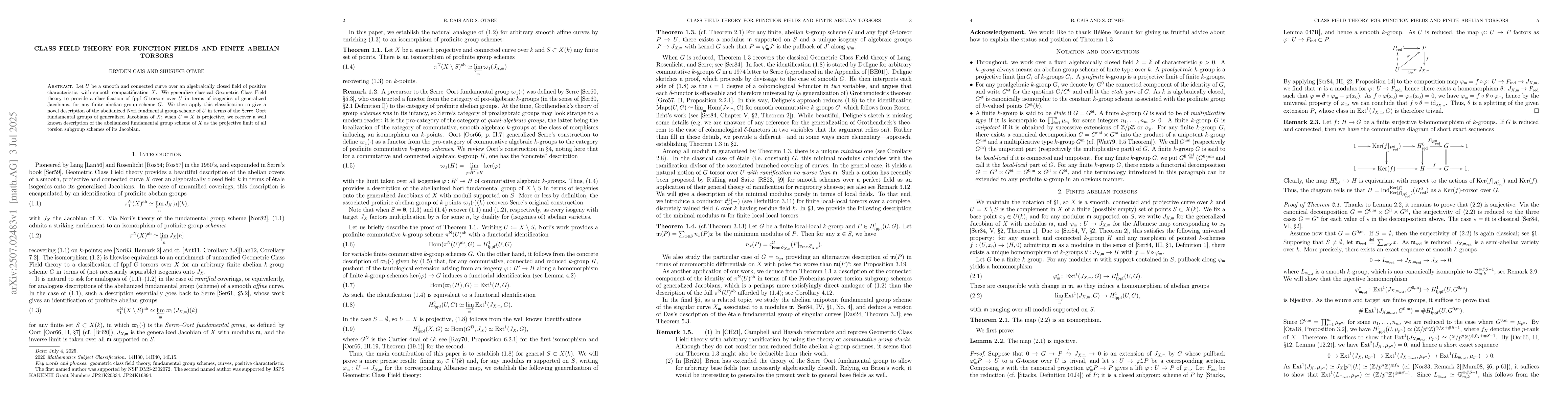 Thumbnail for Class field theory for function fields and finite abelian torsors