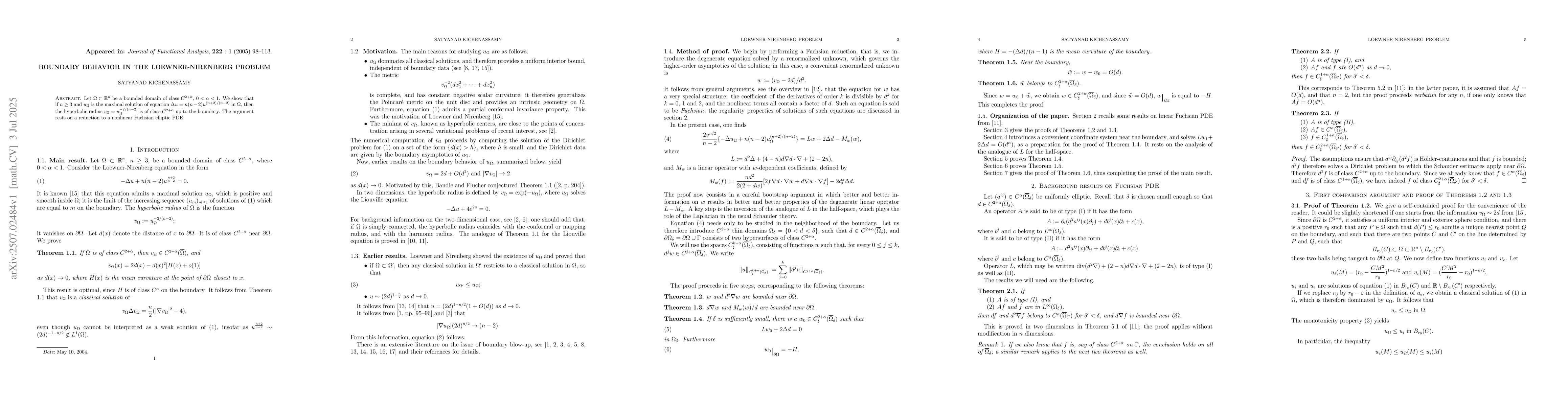Thumbnail for Boundary behavior in the Loewner-Nirenberg problem