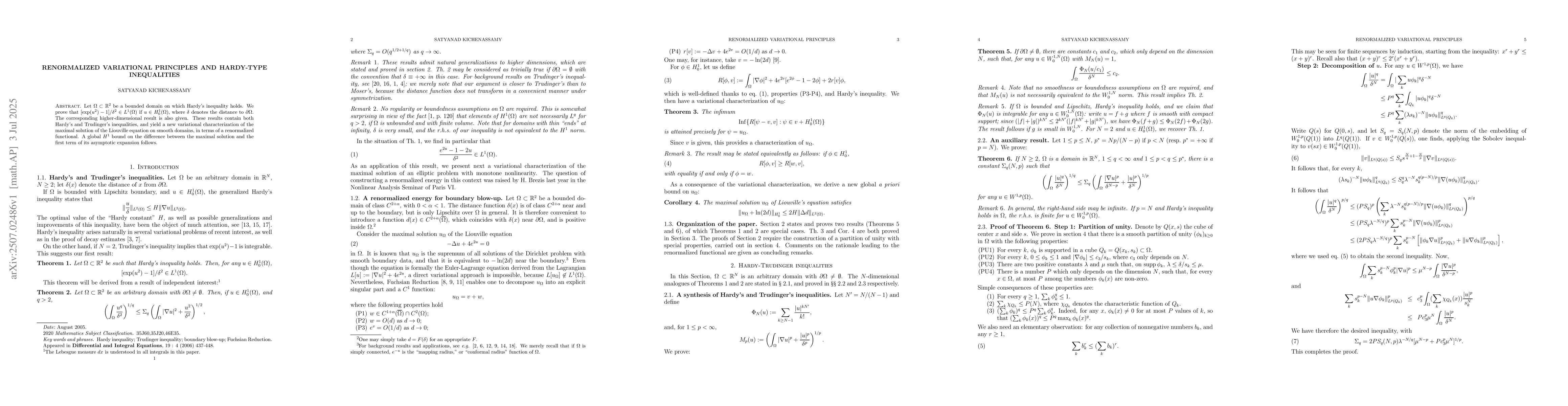 Thumbnail for Renormalized variational principles and Hardy-type inequalities