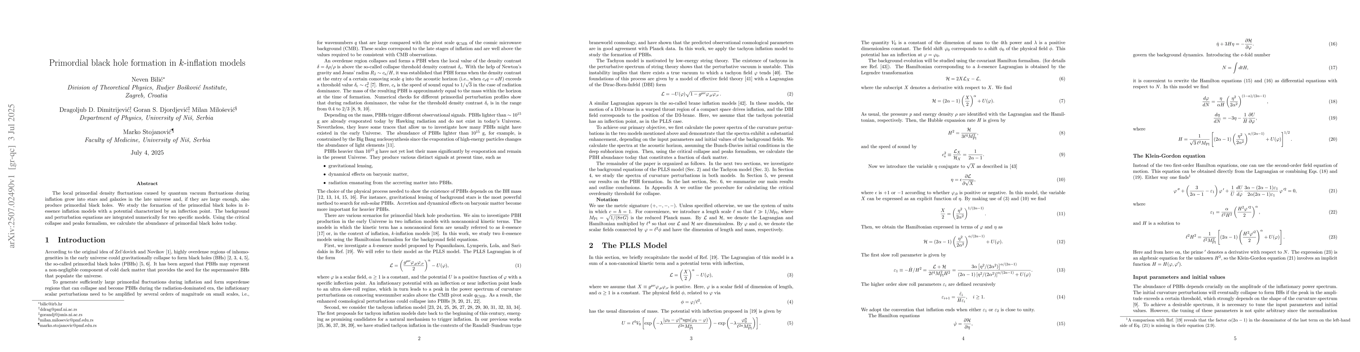Thumbnail for Primordial black hole formation in k-inflation models