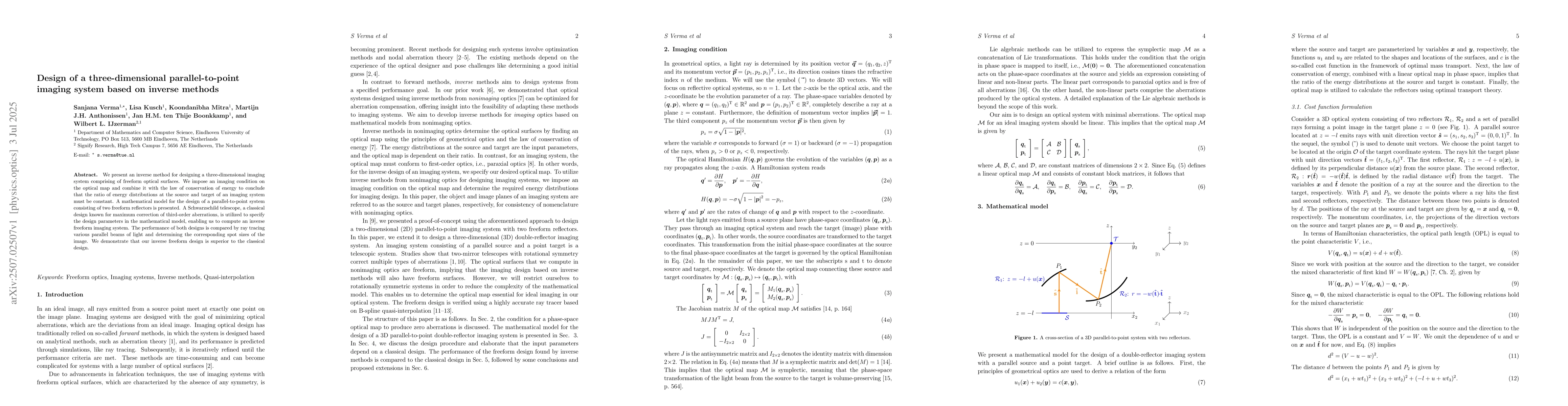 Thumbnail for Design of a three-dimensional parallel-to-point imaging system based on
  inverse methods
