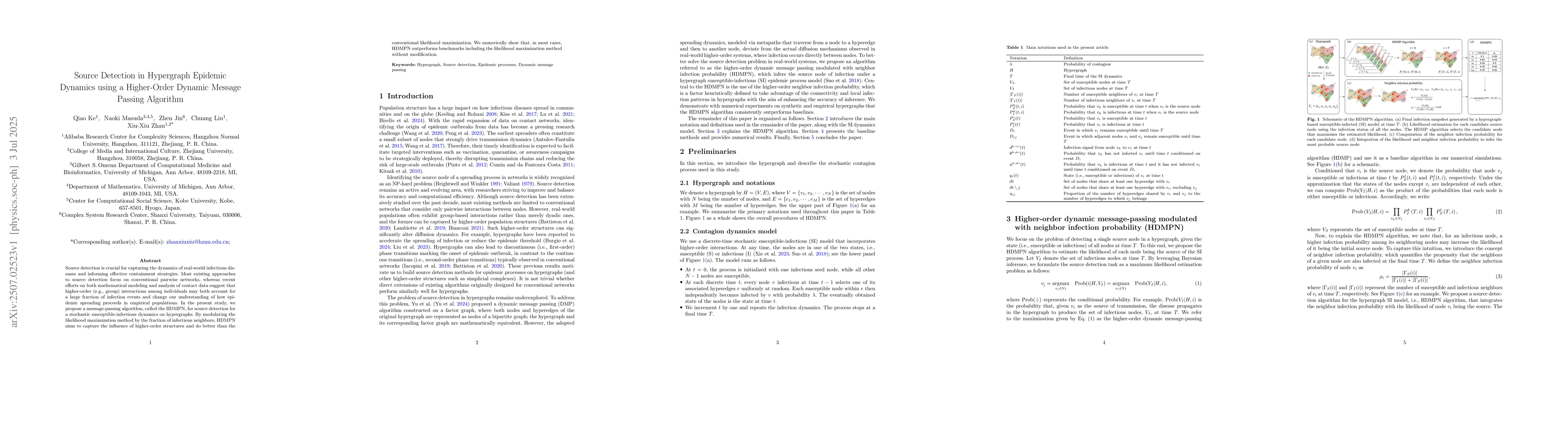 Thumbnail for Source Detection in Hypergraph Epidemic Dynamics using a Higher-Order
  Dynamic Message Passing Algorithm