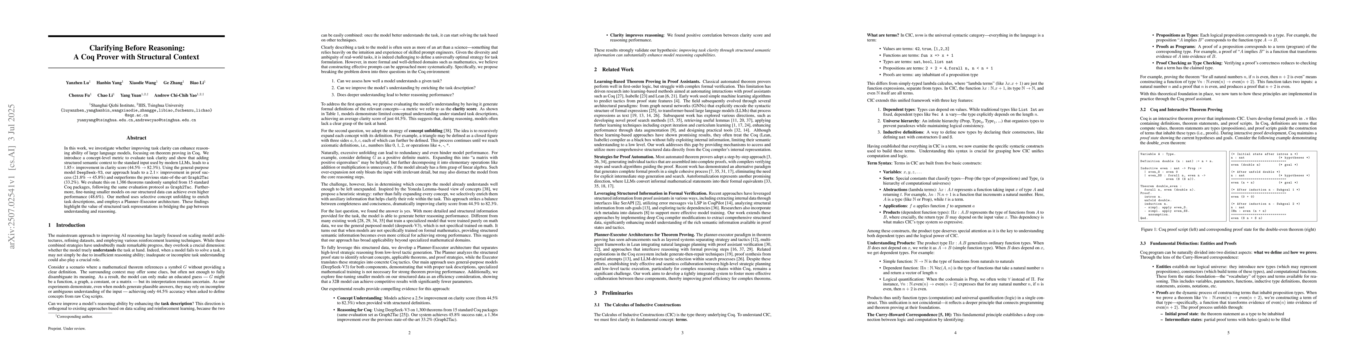 Thumbnail for Clarifying Before Reasoning: A Coq Prover with Structural Context