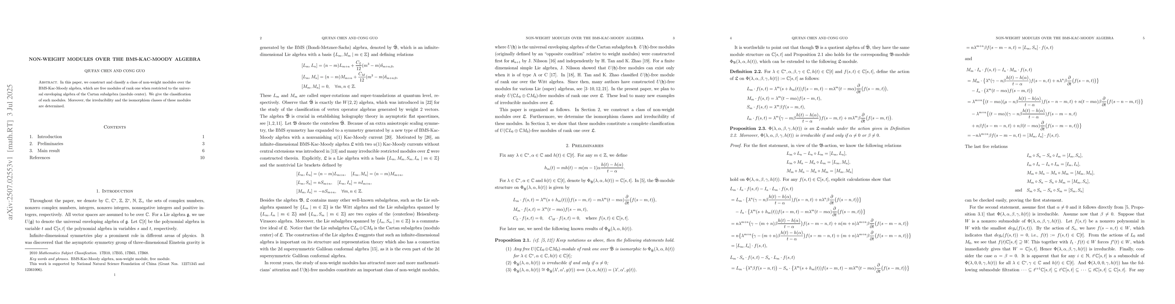 Thumbnail for Non-weight modules over the BMS-Kac-Moody algebra