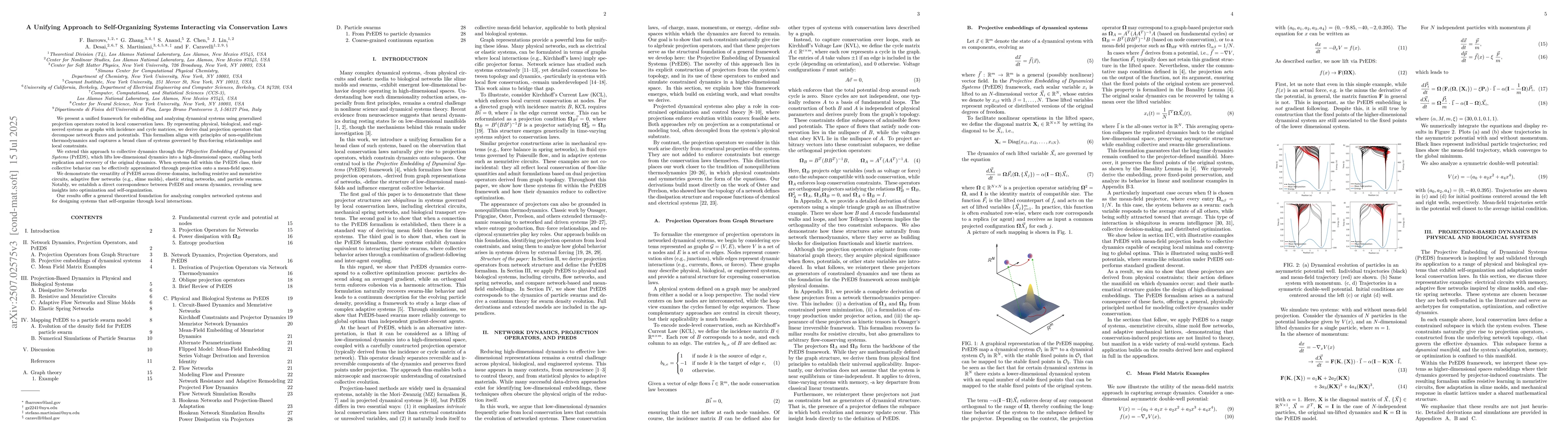 Thumbnail for A unifying approach to self-organizing systems interacting via
  conservation laws