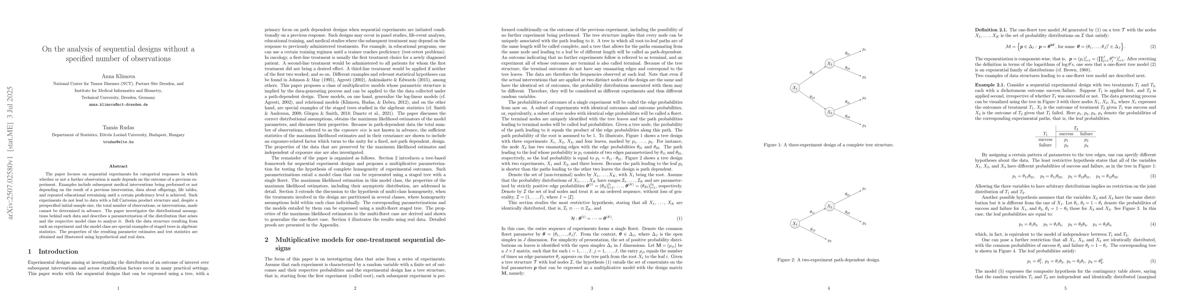 Thumbnail for On the analysis of sequential designs without a specified number of
  observations