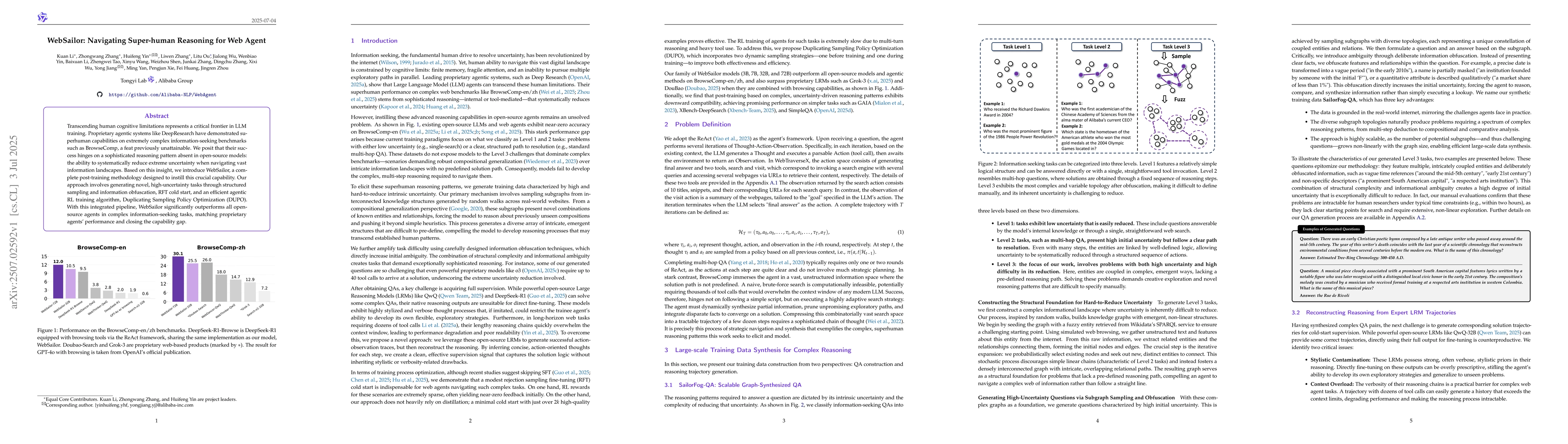Thumbnail for WebSailor: Navigating Super-human Reasoning for Web Agent