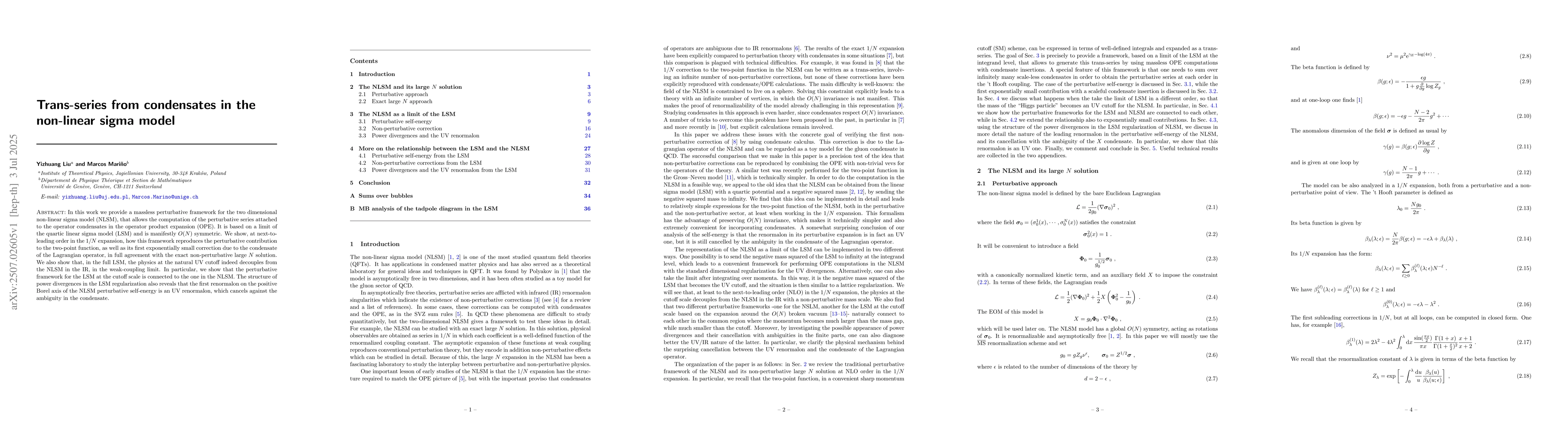 Thumbnail for Trans-series from condensates in the non-linear sigma model