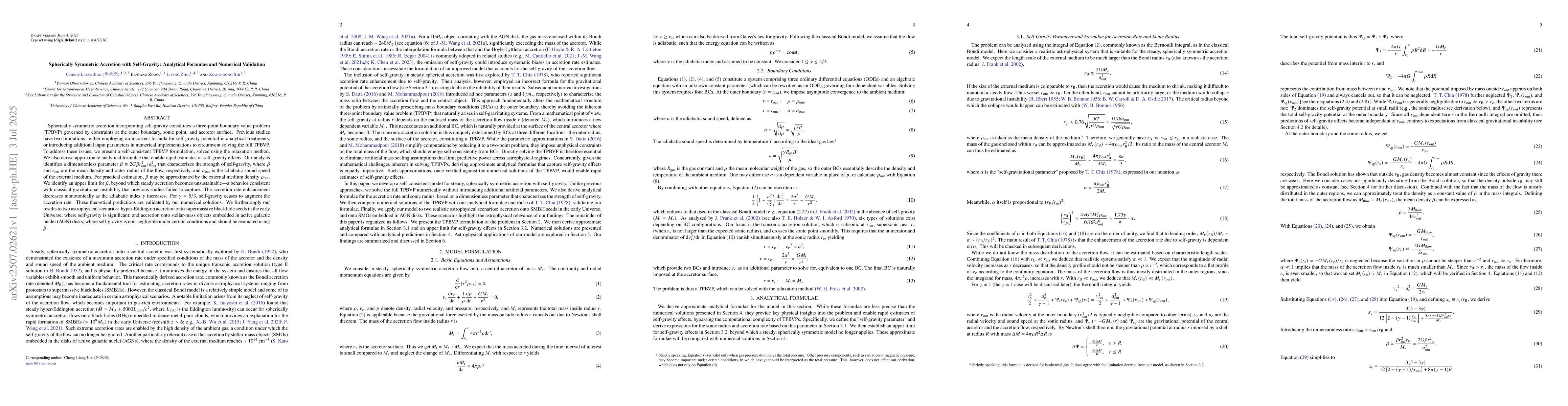 Thumbnail for Spherically Symmetric Accretion with Self-Gravity: Analytical Formulae
  and Numerical Validation