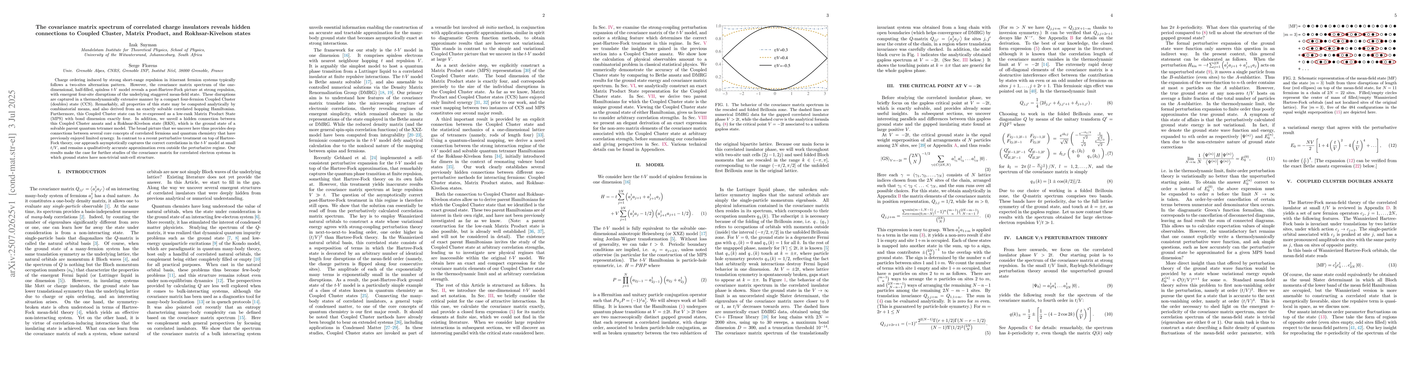 Thumbnail for The covariance matrix spectrum of correlated charge insulators reveals
  hidden connections to Coupled Cluster, Matrix Product, and Rokhsar-Kivelson
  states