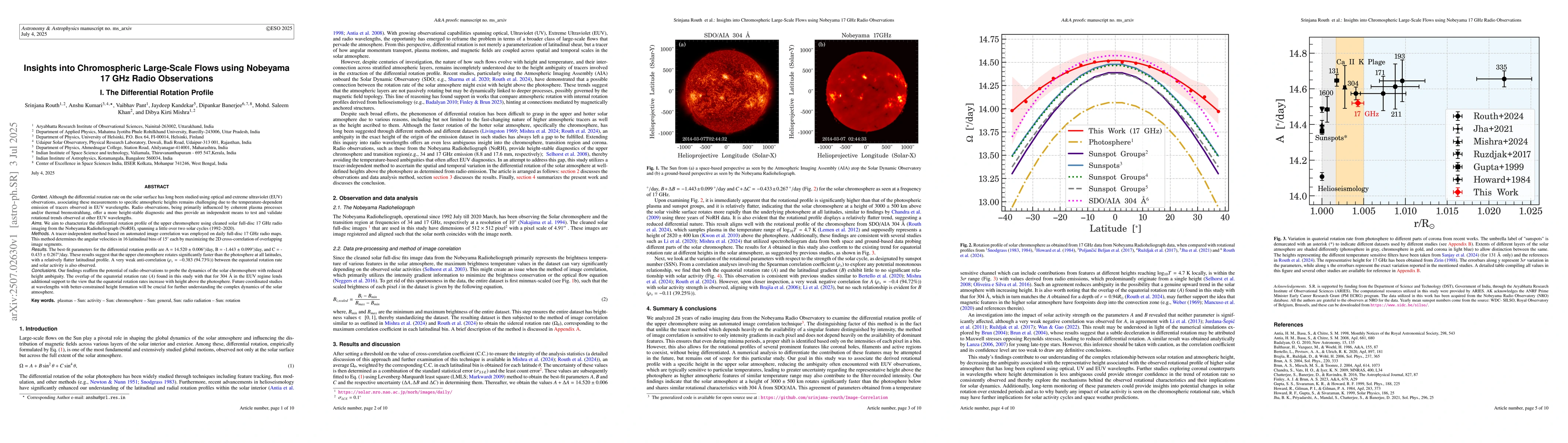 Thumbnail for Insights into Chromospheric Large-Scale Flows using Nobeyama 17 GHz
  Radio Observations I. The Differential Rotation Profile