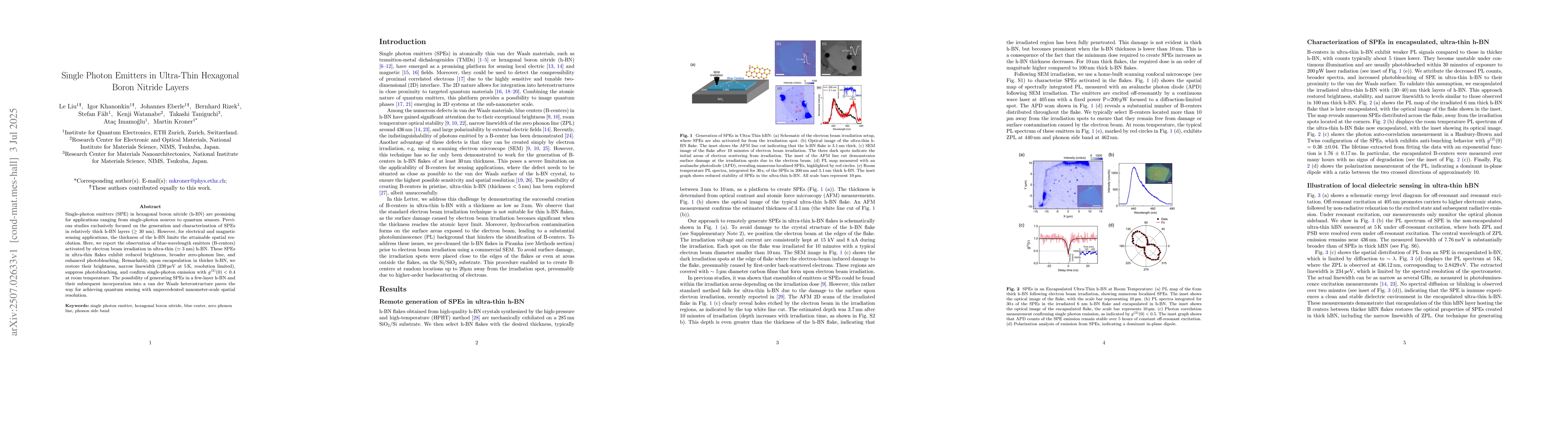 Thumbnail for Single Photon Emitters in Ultra-Thin Hexagonal Boron Nitride Layers