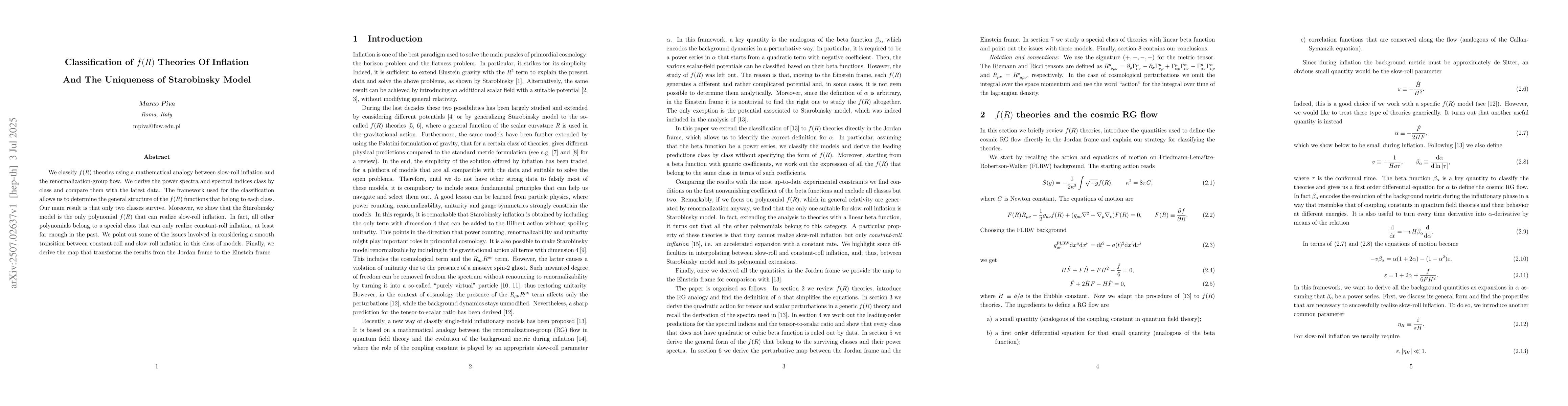 Thumbnail for Classification of $f(R)$ Theories Of Inflation And The Uniqueness of
  Starobinsky Model