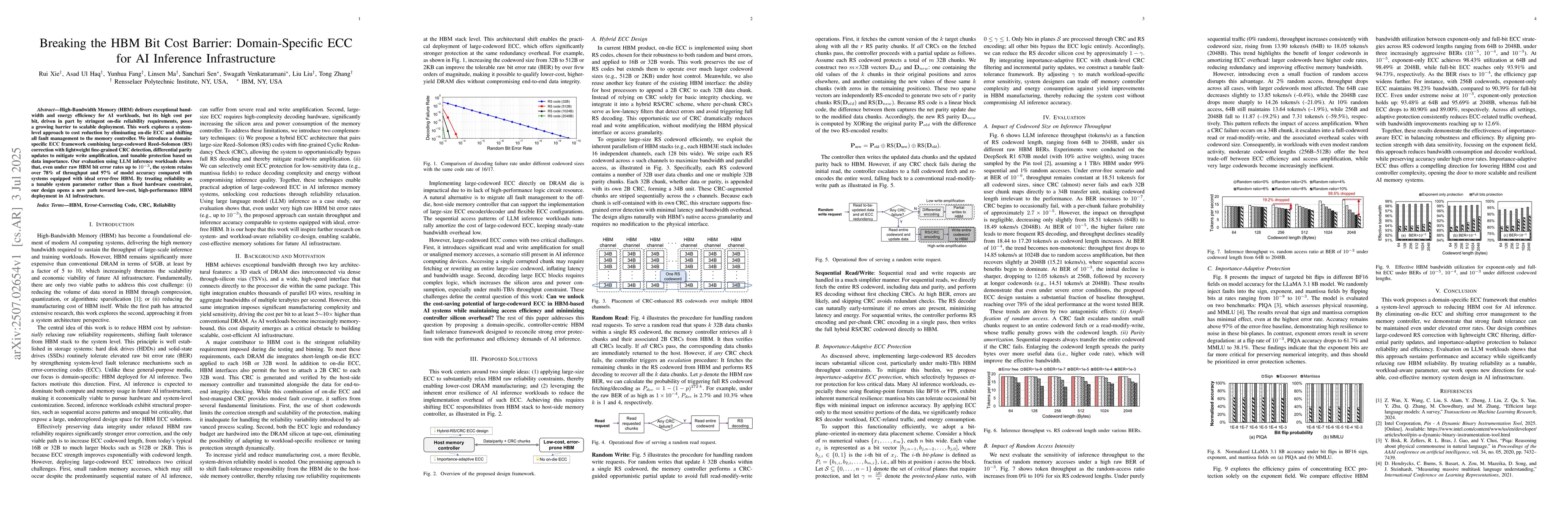Thumbnail for Breaking the HBM Bit Cost Barrier: Domain-Specific ECC for AI Inference
  Infrastructure
