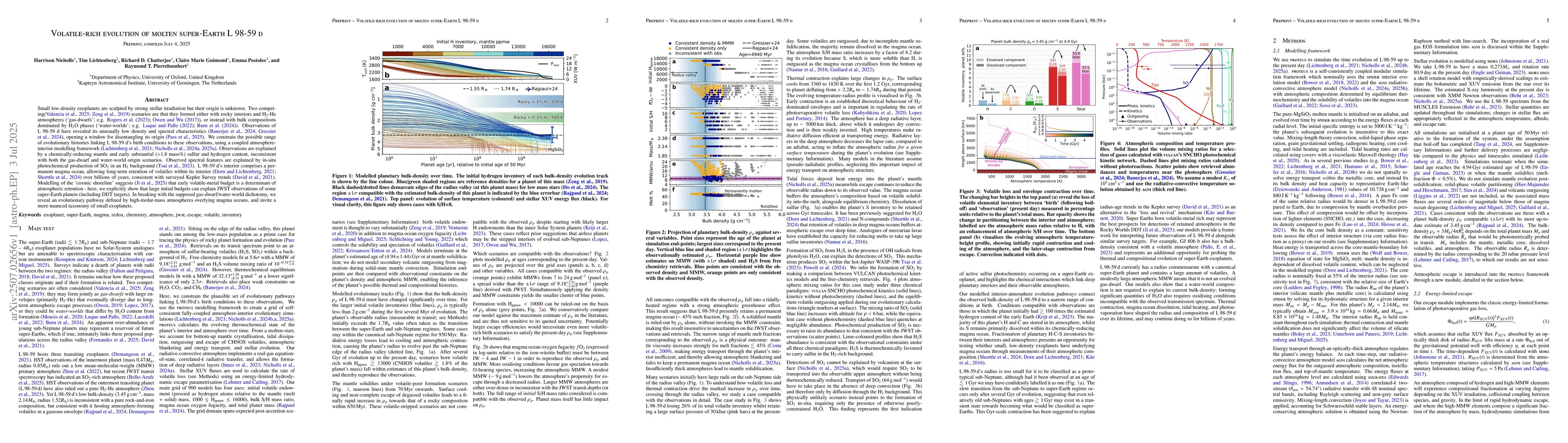 Thumbnail for Volatile-rich evolution of molten super-Earth L 98-59 d