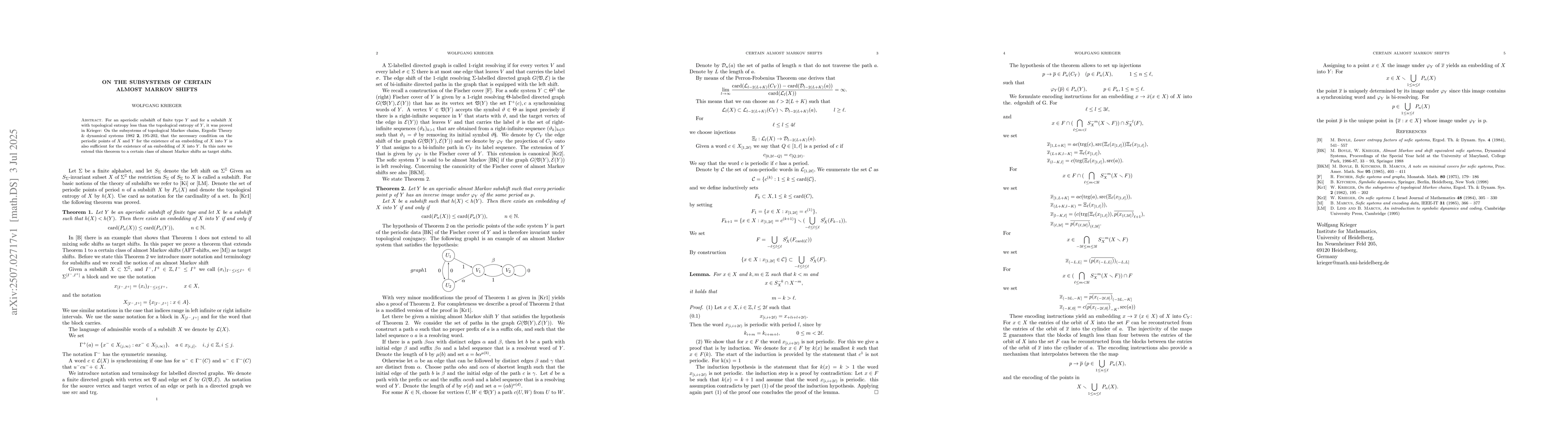 Thumbnail for On the subsystems 0f certain almost Markov shifts