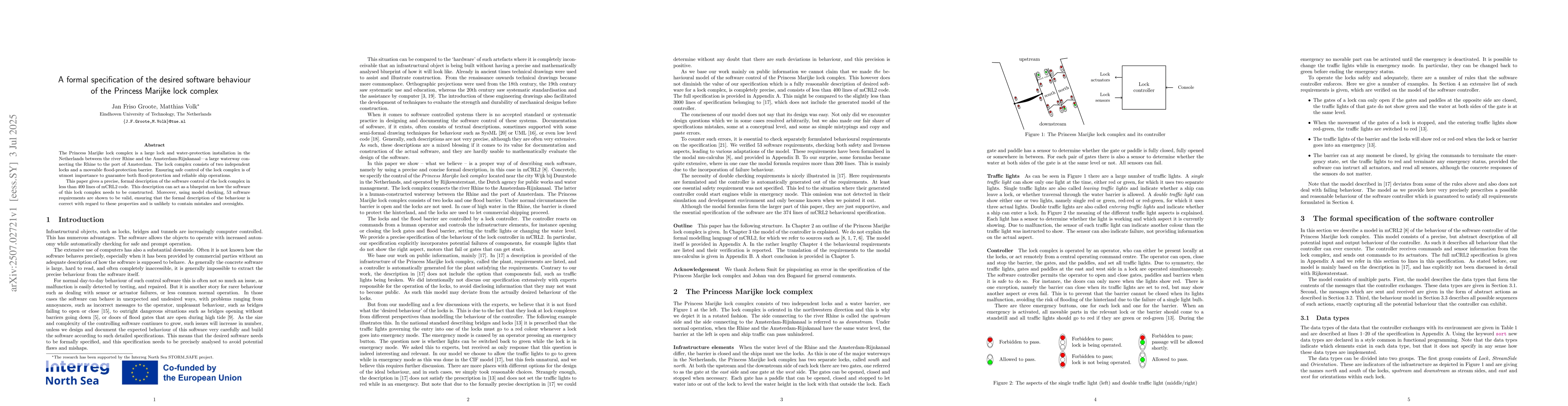 Thumbnail for A formal specification of the desired software behaviour of the Princess
  Marijke lock complex