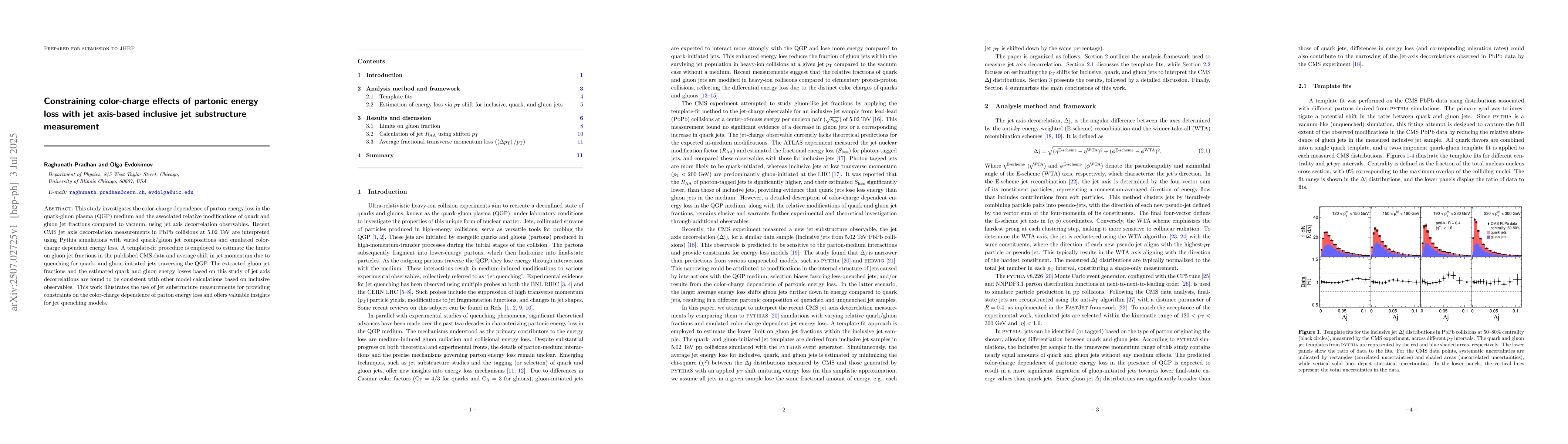 Thumbnail for Constraining color-charge effects of partonic energy loss with jet
  axis-based inclusive jet substructure measurement