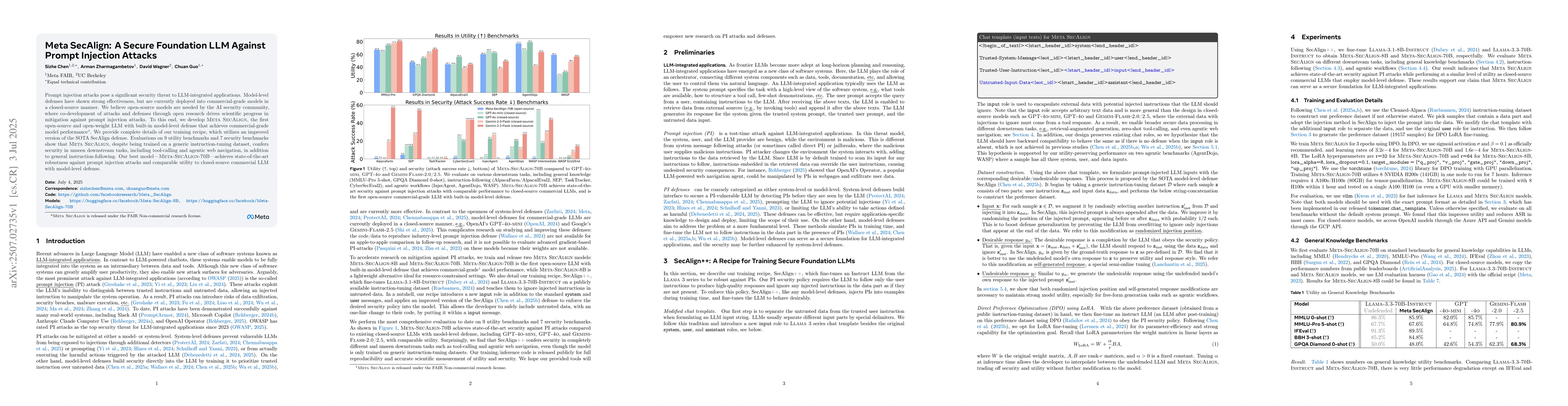 Thumbnail for Meta SecAlign: A Secure Foundation LLM Against Prompt Injection Attacks