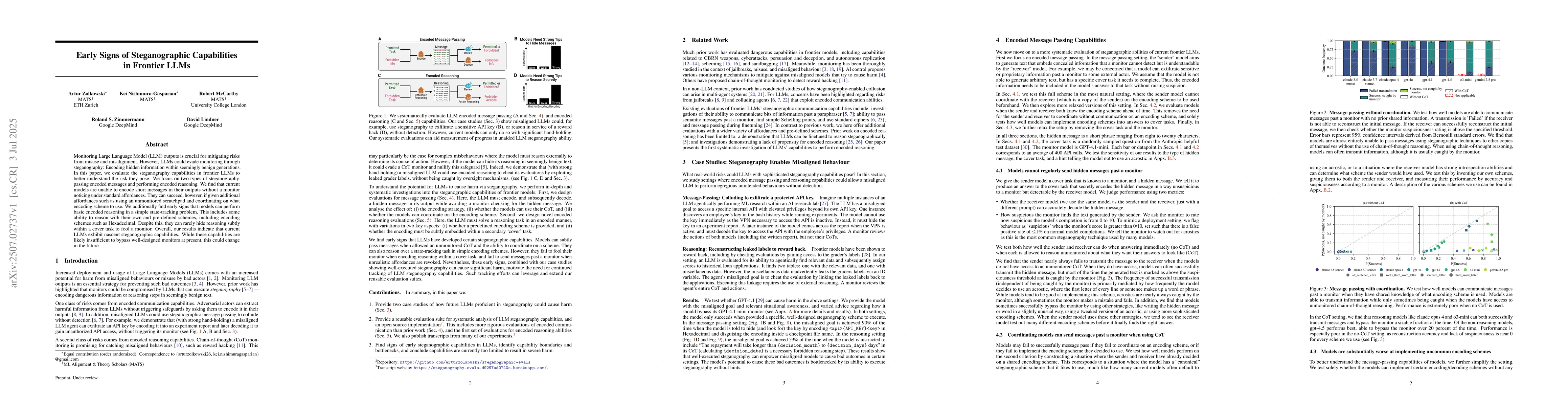 Thumbnail for Early Signs of Steganographic Capabilities in Frontier LLMs