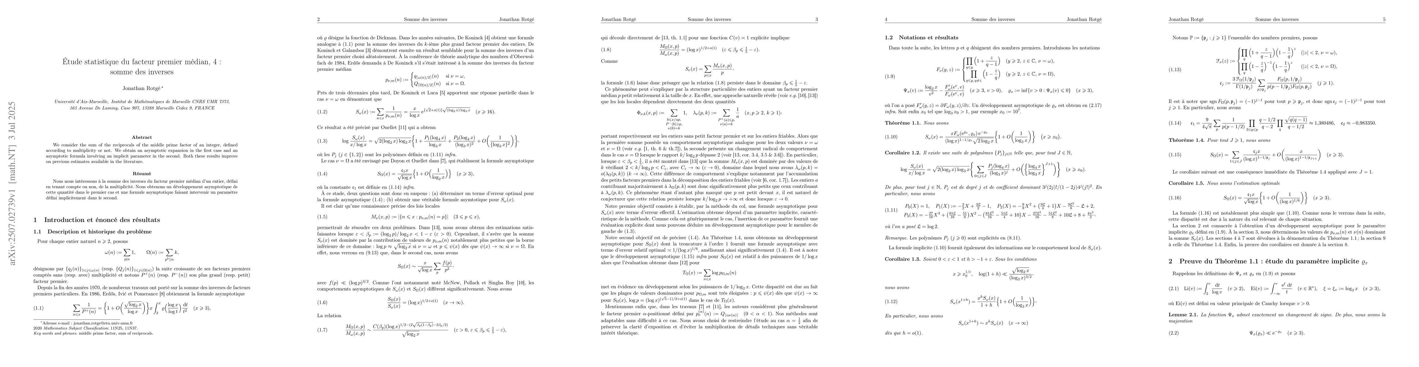 Thumbnail for Étude statistique du facteur premier médian, 4: somme des inverses