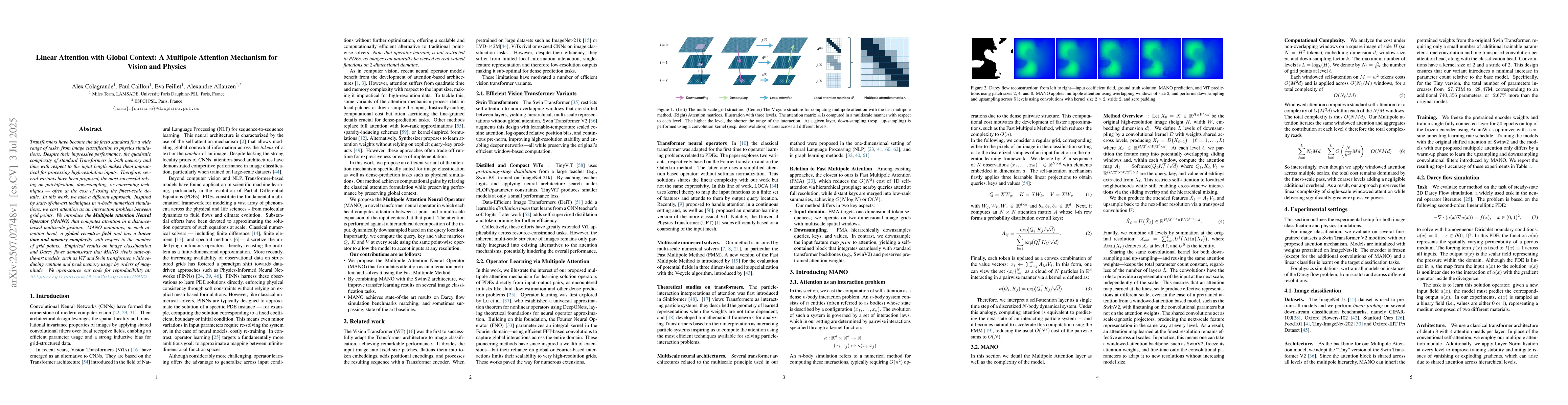 Thumbnail for Linear Attention with Global Context: A Multipole Attention Mechanism
  for Vision and Physics