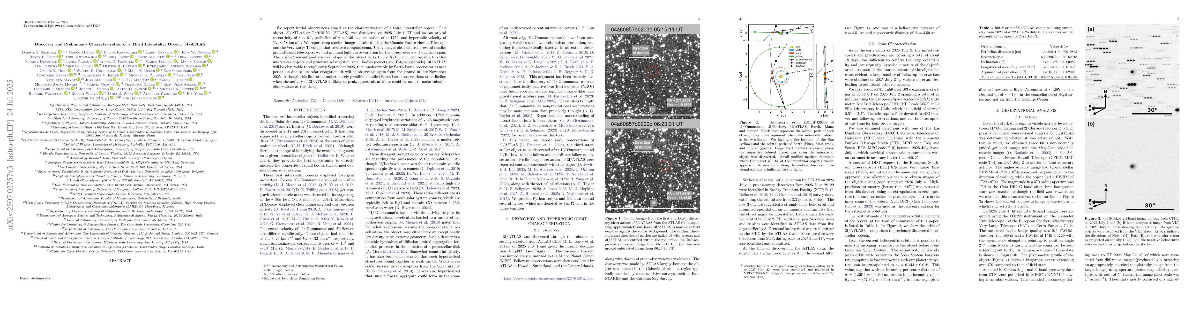 Thumbnail for Discovery and Preliminary Characterization of a Third Interstellar
  Object: 3I/ATLAS