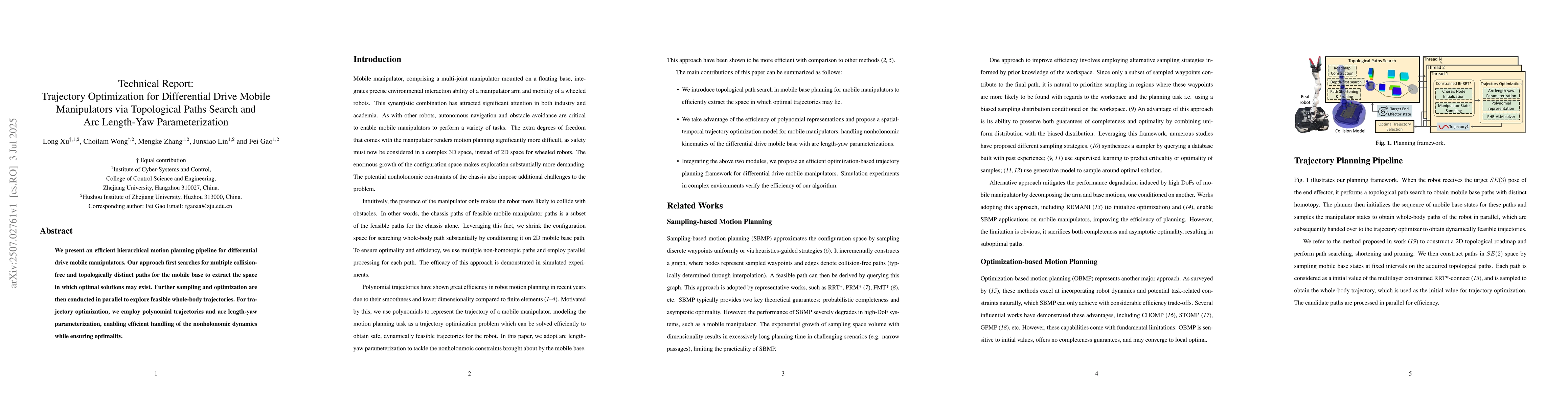 Thumbnail for Trajectory Optimization for Differential Drive Mobile Manipulators via
  Topological Paths Search and Arc Length-Yaw Parameterization