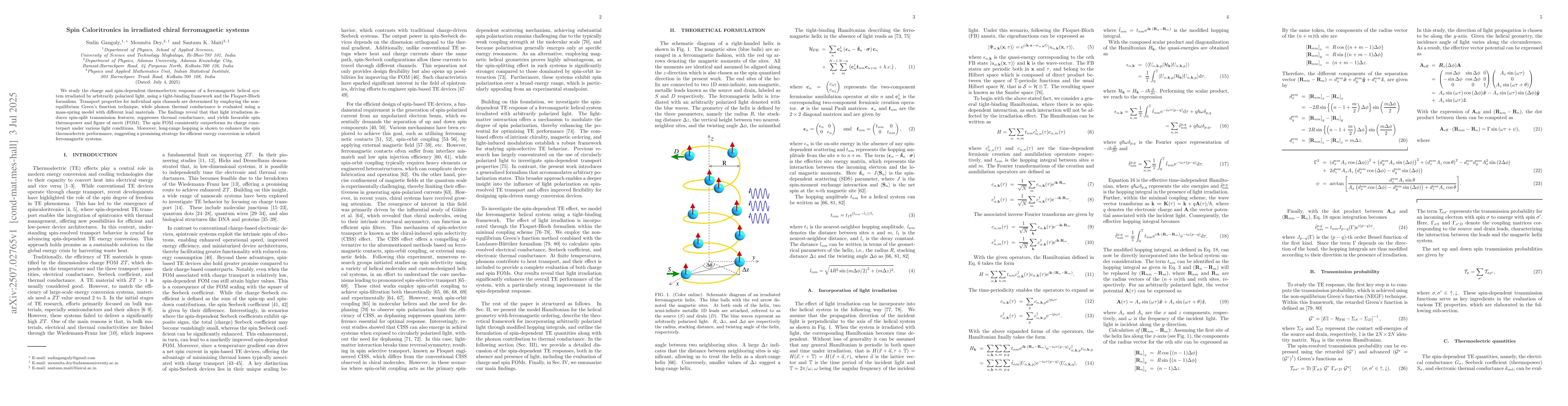 Thumbnail for Spin Caloritronics in irradiated chiral ferromagnetic systems
