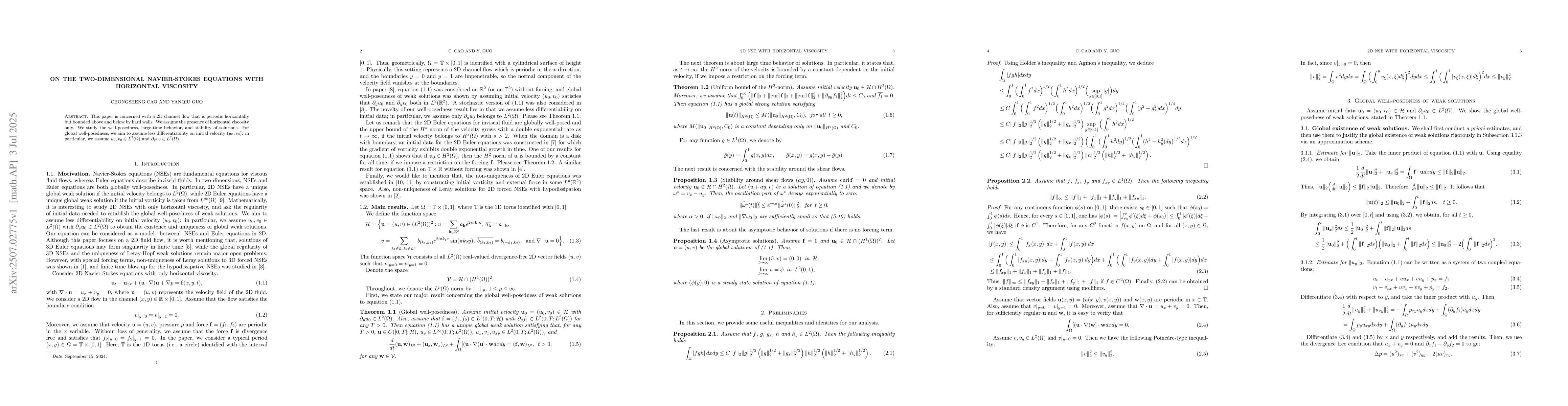 Thumbnail for On the two-dimensional Navier-Stokes equations with horizontal viscosity
