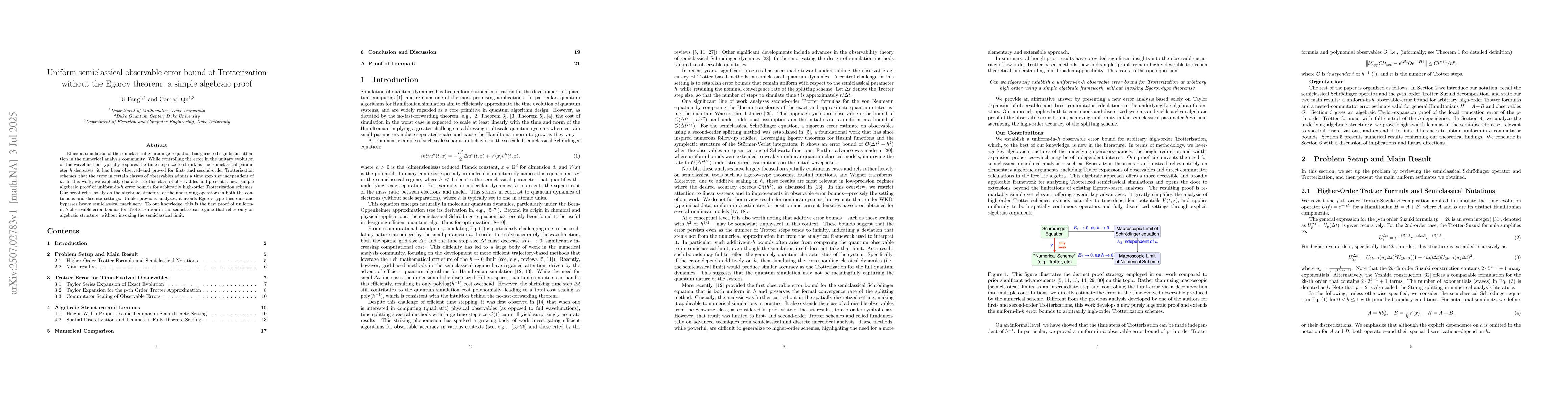 Thumbnail for Uniform semiclassical observable error bound of Trotterization without
  the Egorov theorem: a simple algebraic proof