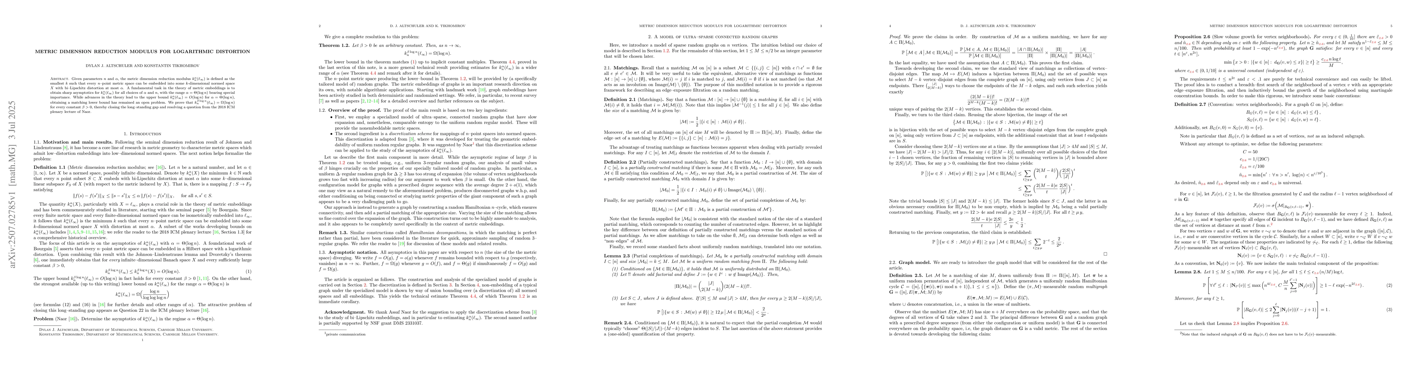 Thumbnail for Metric dimension reduction modulus for logarithmic distortion