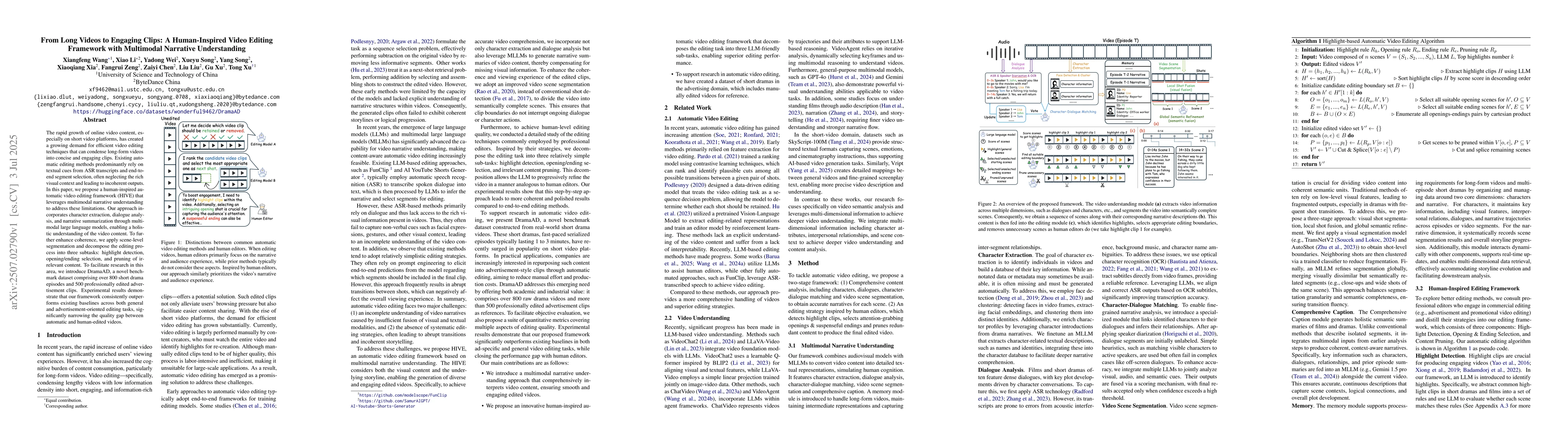 Thumbnail for From Long Videos to Engaging Clips: A Human-Inspired Video Editing
  Framework with Multimodal Narrative Understanding