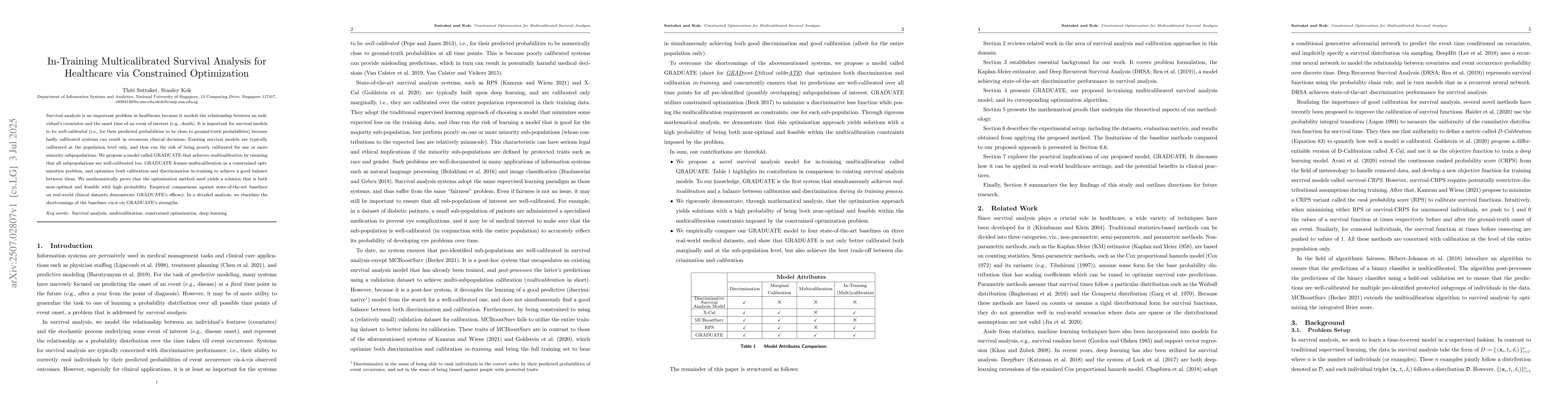 Thumbnail for In-Training Multicalibrated Survival Analysis for Healthcare via
  Constrained Optimization
