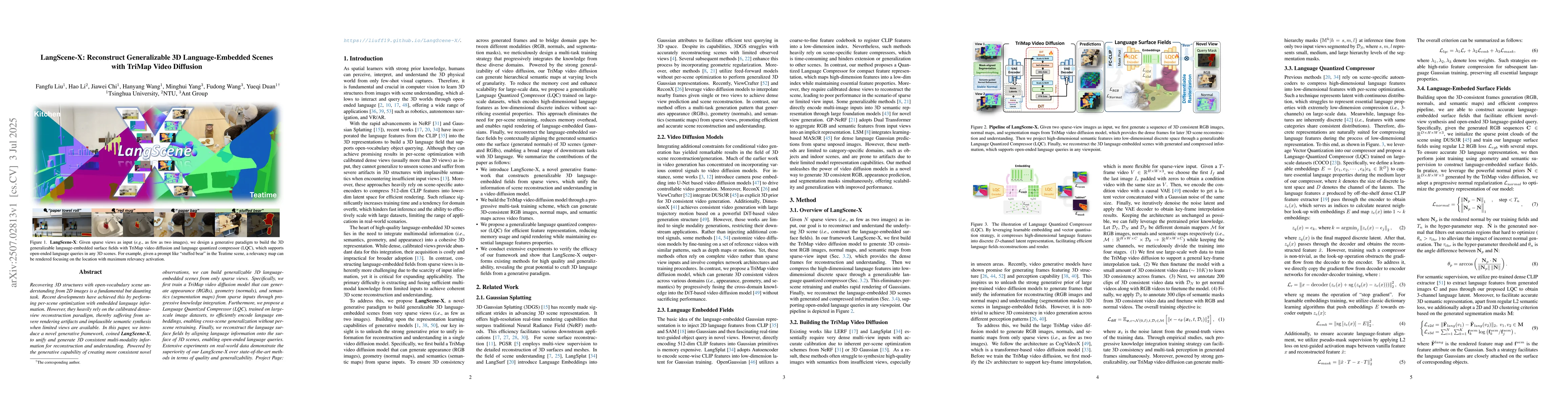 Thumbnail for LangScene-X: Reconstruct Generalizable 3D Language-Embedded Scenes with
  TriMap Video Diffusion