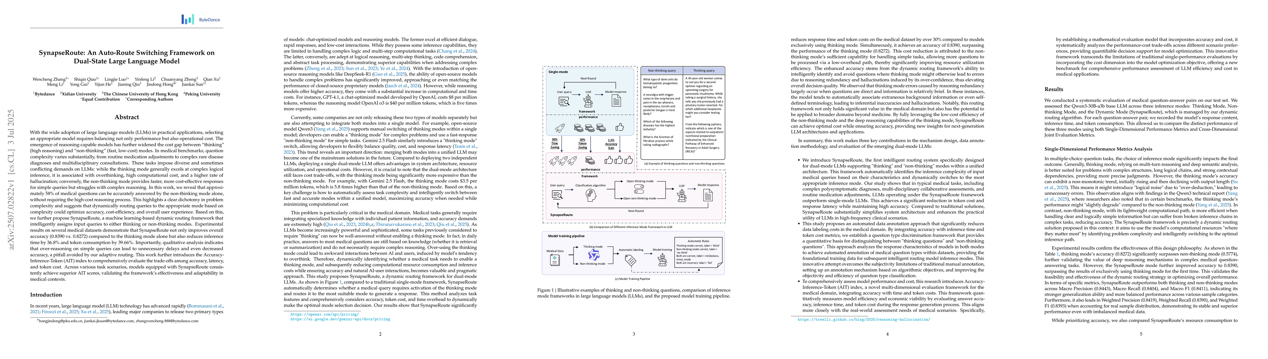Thumbnail for SynapseRoute: An Auto-Route Switching Framework on Dual-State Large
  Language Model