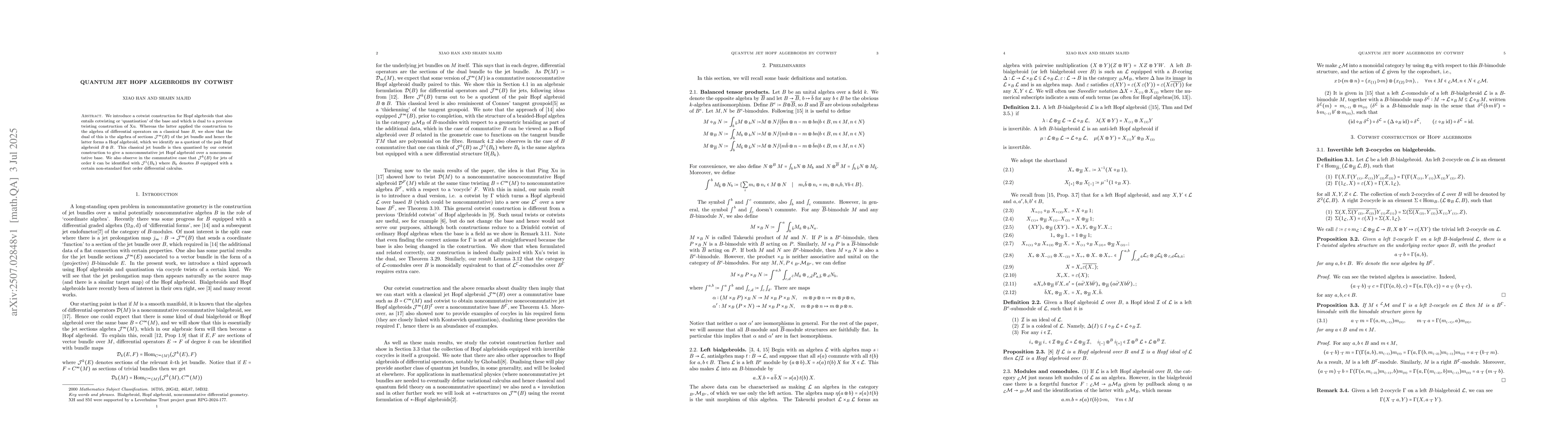 Thumbnail for Quantum jet Hopf algebroids by cotwist