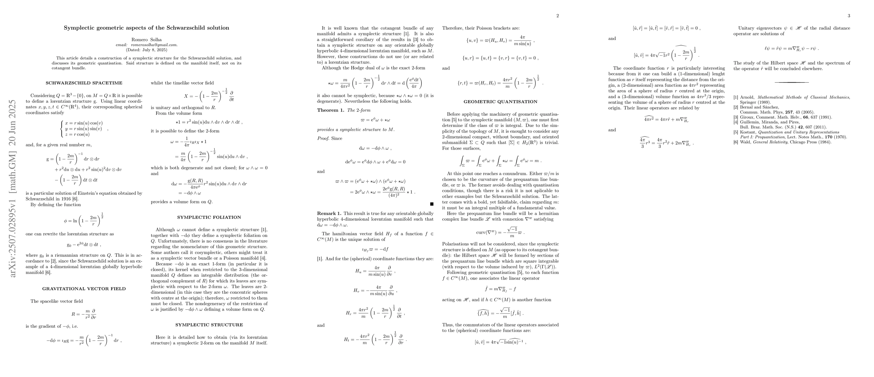 Thumbnail for Symplectic geometric aspects of the Schwarzschild solution