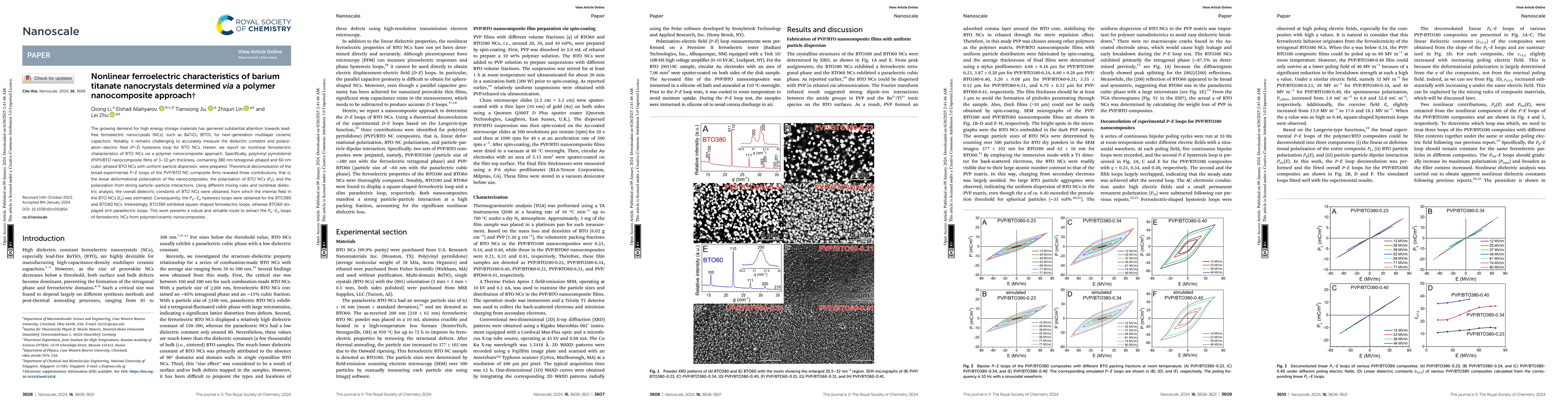 Thumbnail for Nonlinear ferroelectric characteristics of barium titanate nanocrystals
  determined via a polymer nanocomposite approach