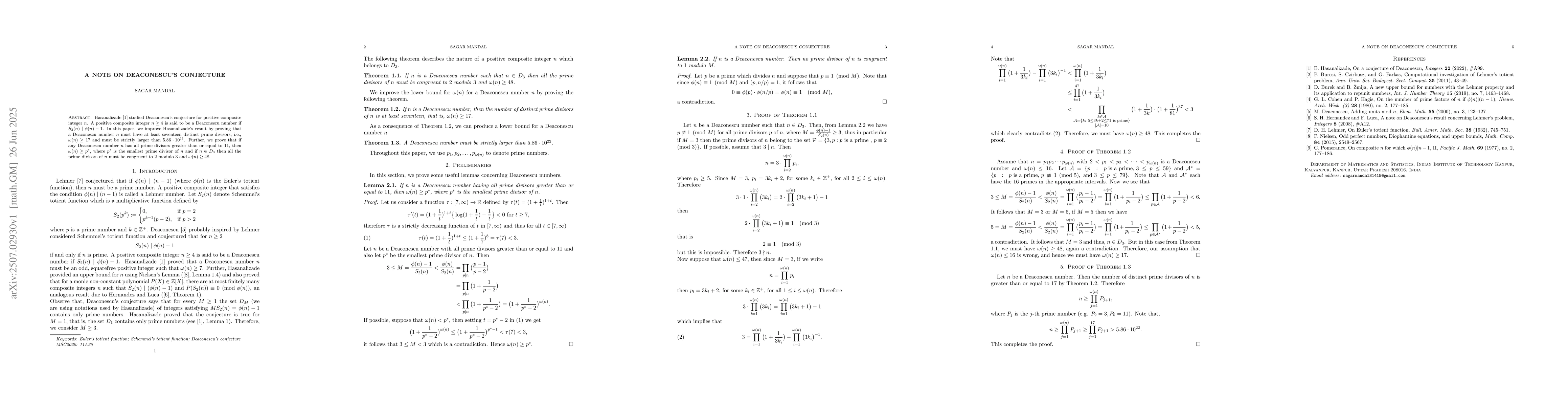 Thumbnail for A Note on Deaconescu's Conjecture